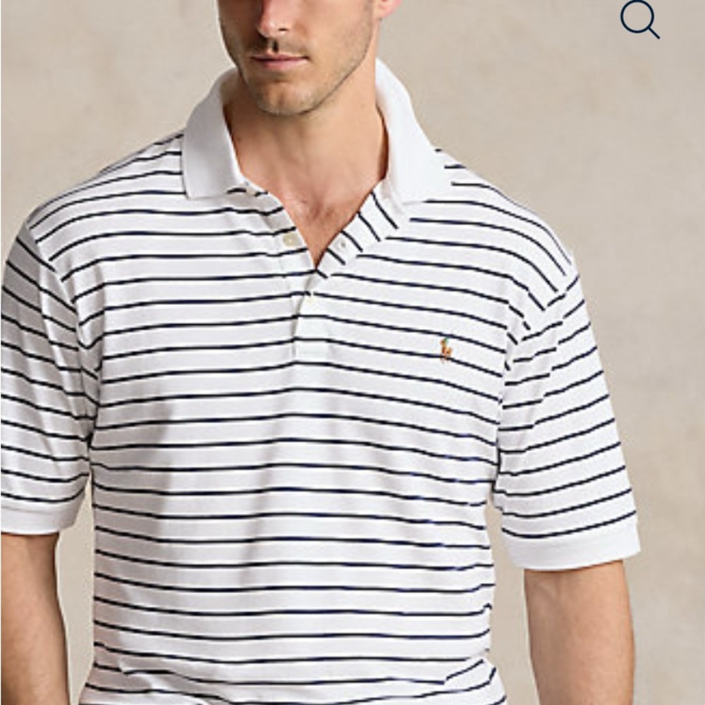 Ralph Lauren White Striped Men's Polo Shirt